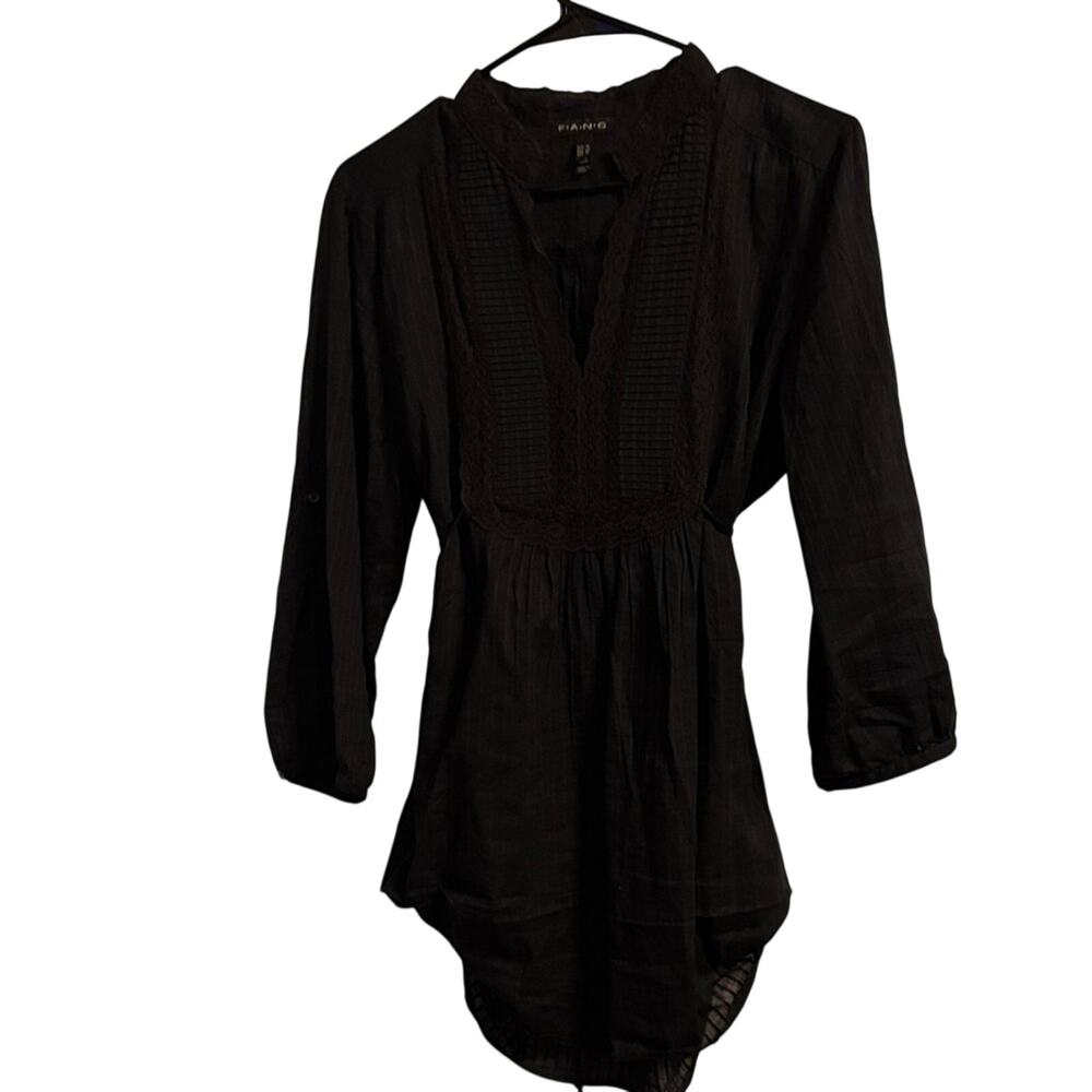 FANG Black V-Neck Blouse